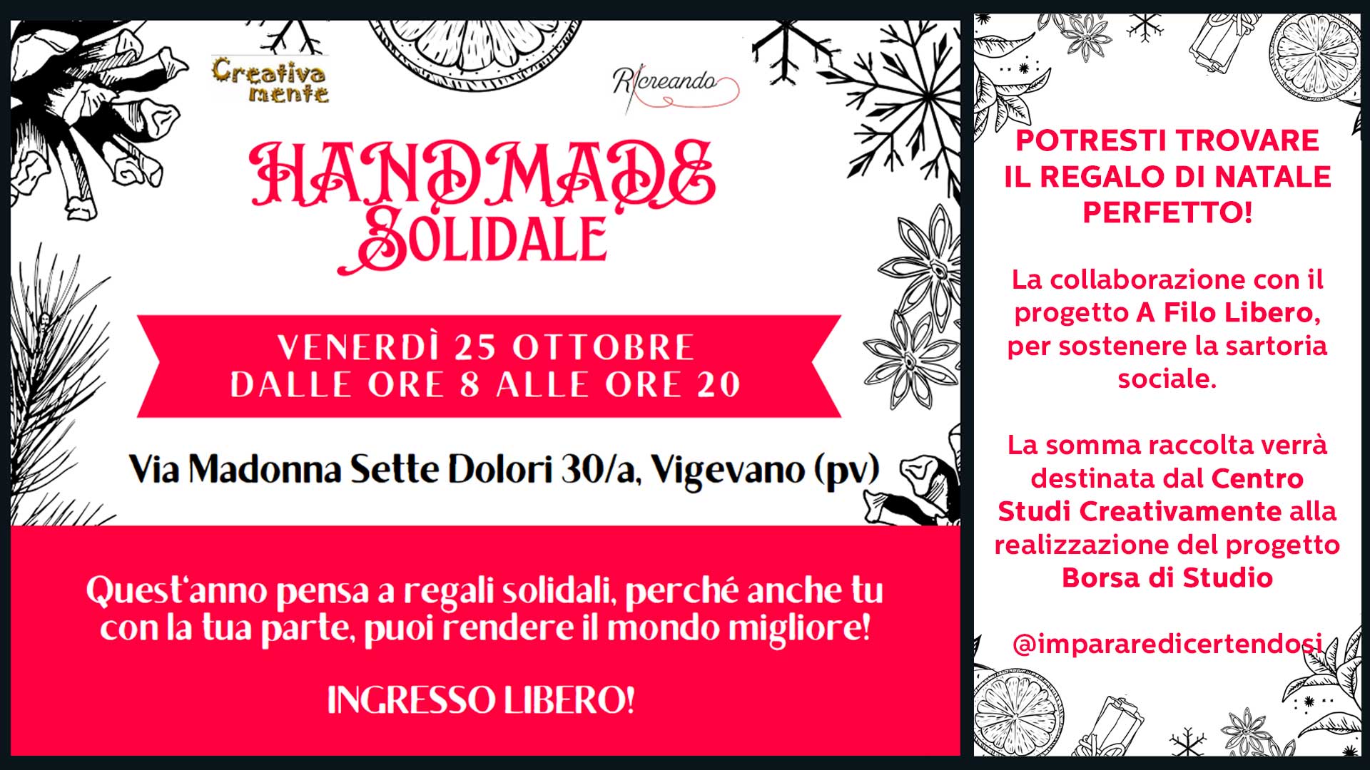 2 MESI A NATALE: PENSA al HANDMADE SOLIDALE